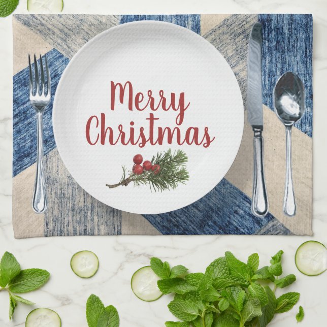 Christmas Place Setting Tea Towel (Folded)