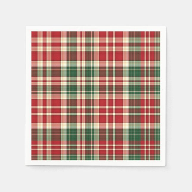 Christmas Plaid 01-PAPER PARTY NAPKINS (Front)