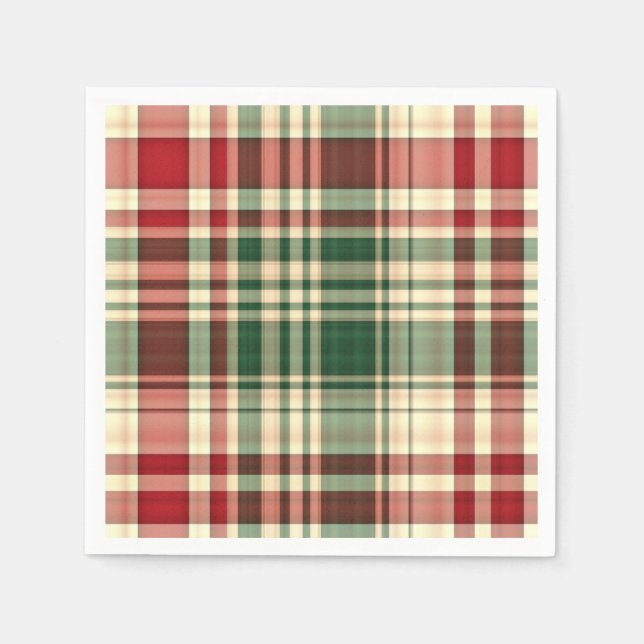 Christmas Plaid 06-PAPER PARTY NAPKINS (Front)