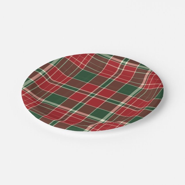 Christmas Plaid 12-PAPER PLATES (Angled)