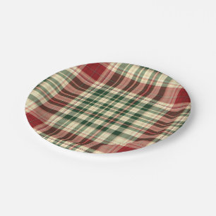 Christmas Plaid 14-PAPER PLATES