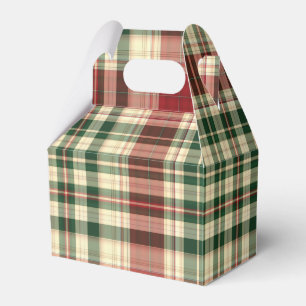 Christmas Plaid 14-PARTY FAVOR BOX, gable Favour Box