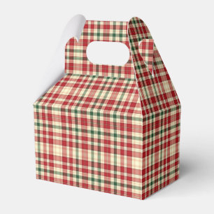 Christmas Plaid 18-PARTY FAVOR BOX, gable Favour Box