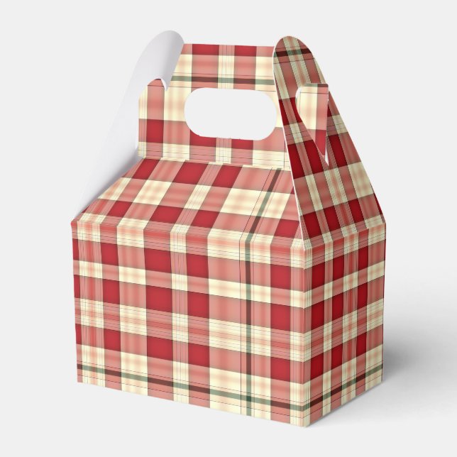 Christmas Plaid 20-PARTY FAVOR BOX, gable Favour Box (Front Side)