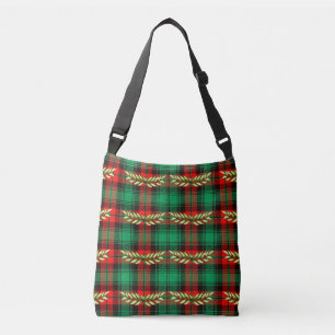 Christmas Plaid And Leaves 2 Crossbody Bag