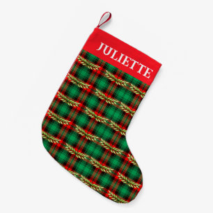 Christmas Plaid And Leaves Small Christmas Stockin Small Christmas Stocking