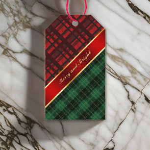 Christmas Plaid and Ribbon Green and Red Gift Tags