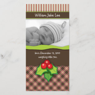Christmas Plaid Baby Photo Card announcement
