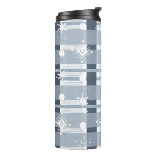 Christmas Plaid Blue Snowflakes Thermal Tumbler
