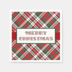 Christmas Plaid Bright with Merry Christmas Napkin