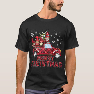 Christmas Plaid Buffalo Red Truck Xmas Tree Gnomes T-Shirt