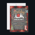 Christmas Plaid Chalkboard Holiday Bowling Party Invitation<br><div class="desc">Christmas Plaid Chalkboard Holiday Bowling Party Invitation</div>