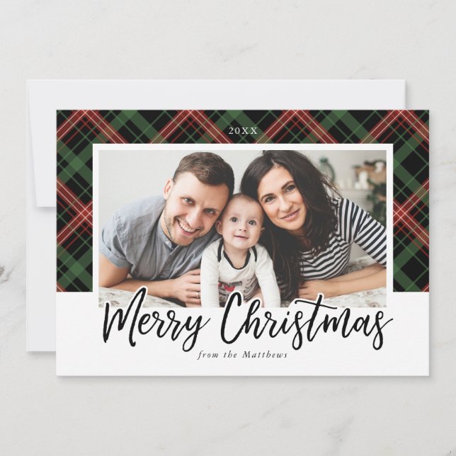 Christmas Plaid Christmas Photo Card (Front)