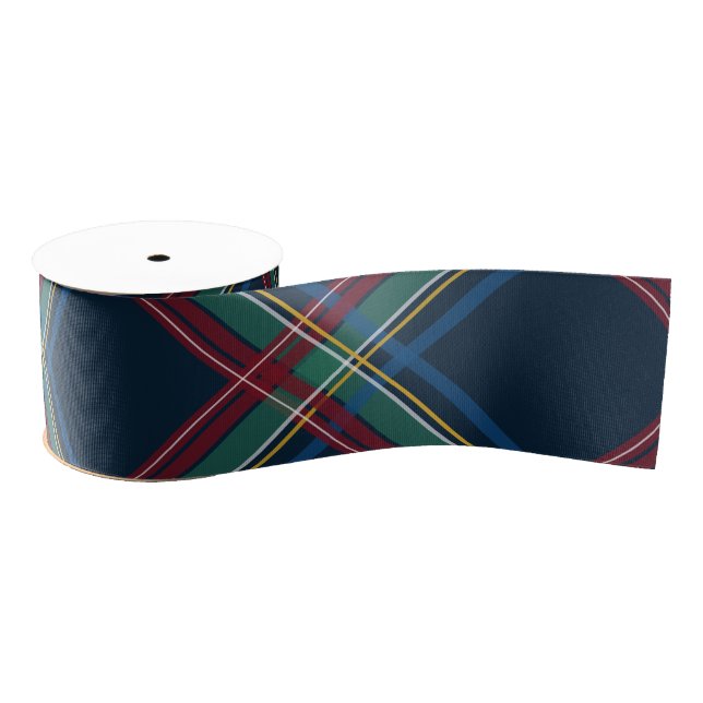 Christmas plaid classic navy holiday grosgrain ribbon (Spool)