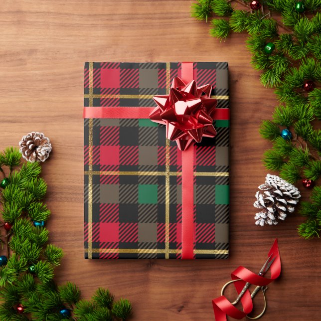 Christmas Plaid Classic Red Green Simple Holiday  Wrapping Paper (Holiday Gift)