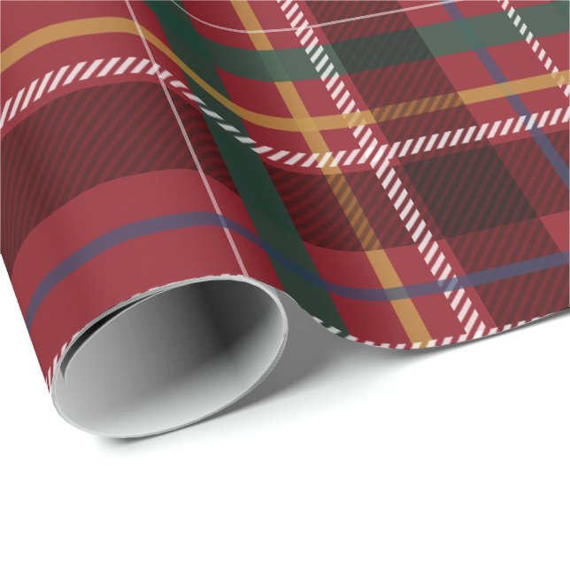 Christmas plaid classic red holiday  wrapping paper (Roll Corner)