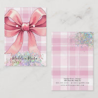 Christmas Plaid Coquette Pink Earring Display Card