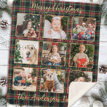 Christmas Plaid Custom Gold Photo Collage Family Sherpa Blanket<br><div class="desc">Wrap your loved ones in the warmth of holiday cheer with our Personalised Red Buffalo Plaid Photo Collage Blanket. Perfect for cosying up by the fire, this festive blanket features a classic red green and gold plaid design that embodies the spirit of Christmas. Designed to hold nine cherished family photos,...</div>