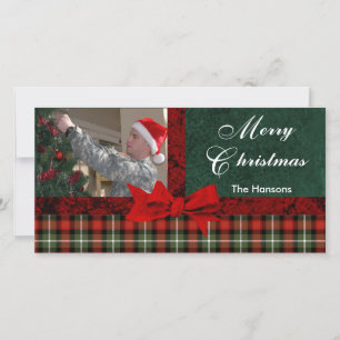 Christmas Plaid Custom Personalised Picture Holiday Card