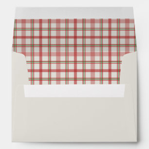 Christmas Plaid Custom Return Address Cream Envelope