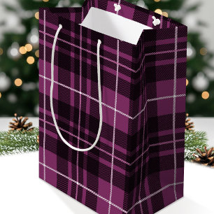Christmas Plaid Deep Pink Classic Holiday Tartan Medium Gift Bag