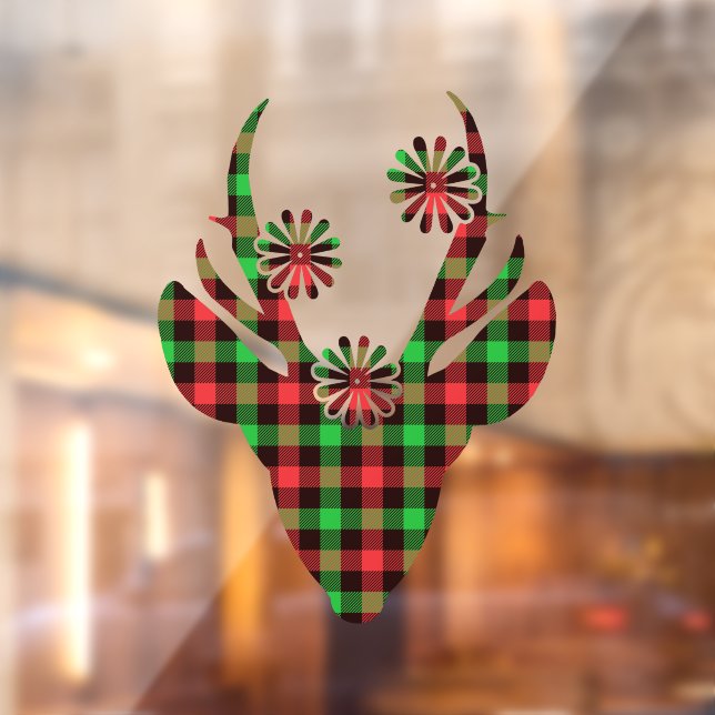 Christmas Plaid Deer Window Cling (Sheet 2)
