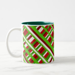 Christmas Plaid Diagonal Two-Tone Coffee Mug