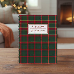 Christmas Plaid Family Name Recipe Notebook