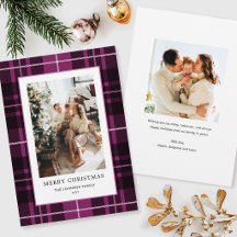 Christmas Plaid Family Photo Plum Tartan Flat