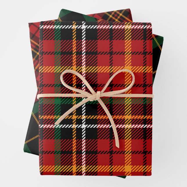 Christmas Plaid Festive Tartan Wrapping Paper Sheet (In situ)
