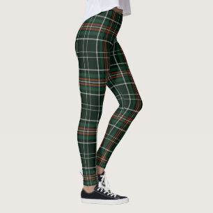 Christmas Plaid Forest Green Red White Pattern Leggings