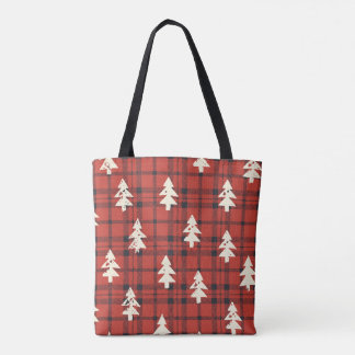 Christmas Plaid Forest Tote Bag