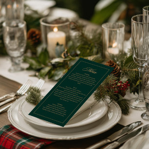 Christmas Plaid Gold Script Dinner Menu
