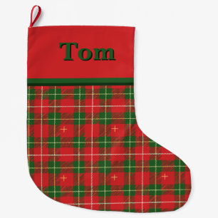 Christmas Plaid Green and Red Large Christmas Stocking
