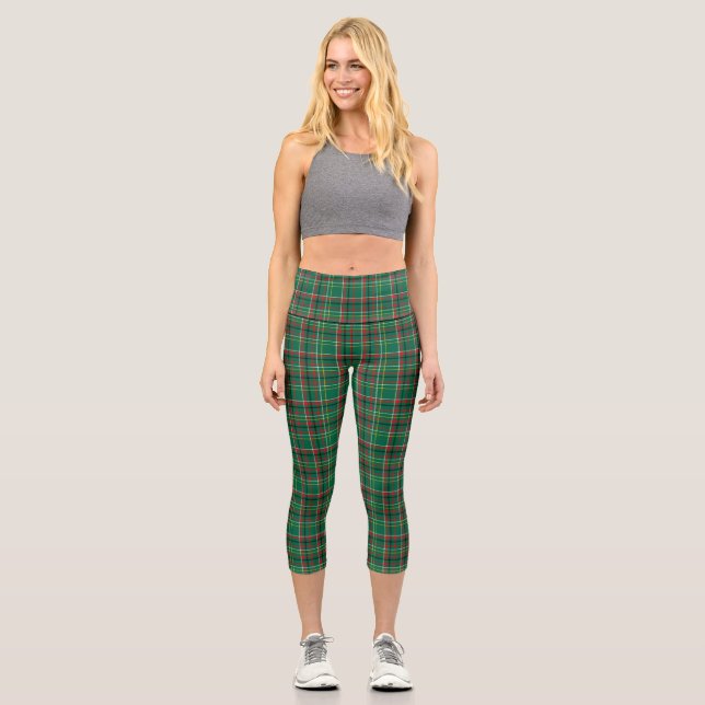 Christmas Plaid Green Pattern-23914 Capri Leggings (Front)