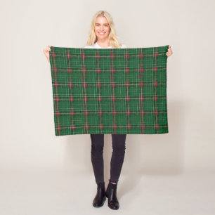 Christmas Plaid Green, Red, Gold Fleece Blanket