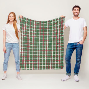 Christmas Plaid, Green, Red, White Fleece Blanket