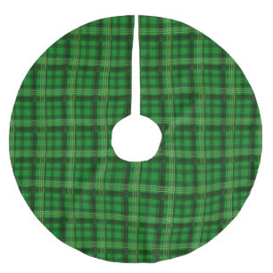 Christmas plaid green traditional country classic brushed polyester tree skirt