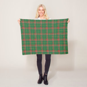 Christmas Plaid Green with Red Fleece Blanket