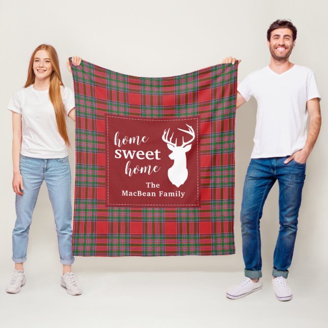 Christmas Plaid Holiday Home Sweet MacBean Tartan Fleece Blanket (In Situ)