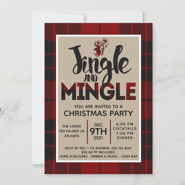 Christmas Plaid Holiday Party Invitation (Front)