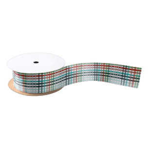 Christmas plaid in earthy colours satin ribbon