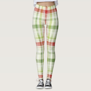 Christmas Plaid In Red and Green Leggings