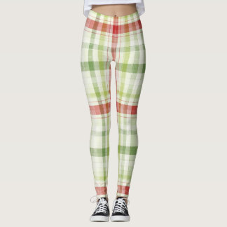 Christmas Plaid In Red and Green Leggings