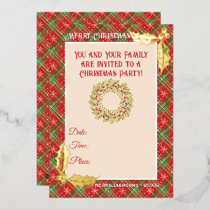 Christmas Plaid in Red, Green, and Gold Stars