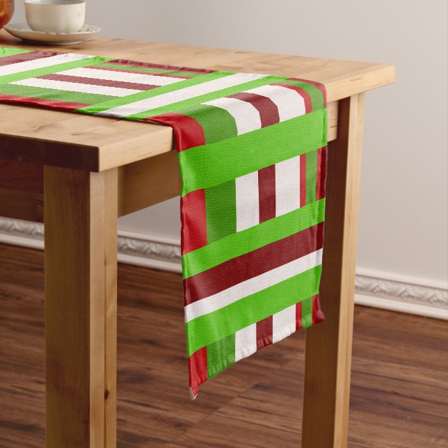 Christmas Plaid in Red, Green and White Short Table Runner (In Situ)
