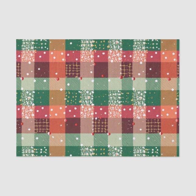 Christmas Plaid Linen  Tissue Paper (Front)
