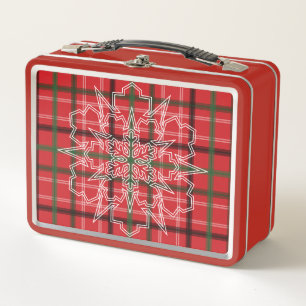 Christmas plaid metal lunch box