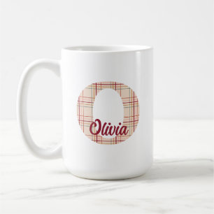 Christmas plaid monogram personalised coffee mug