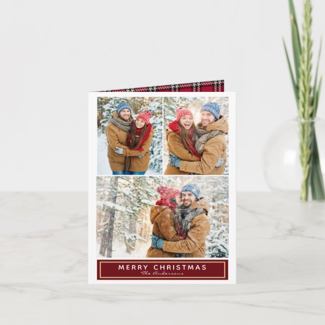 Christmas Plaid Multiple Photo Holiday Card (Front)